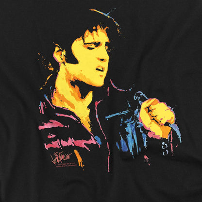 Black - Side - Elvis Presley Unisex Adult Neon Elvis T-Shirt