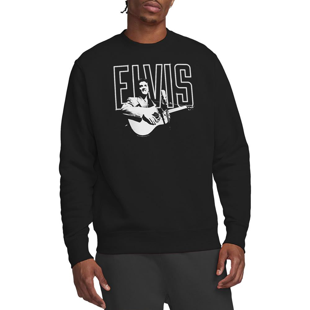Black - Back - Elvis Presley Unisex Adult White Glow Sweatshirt