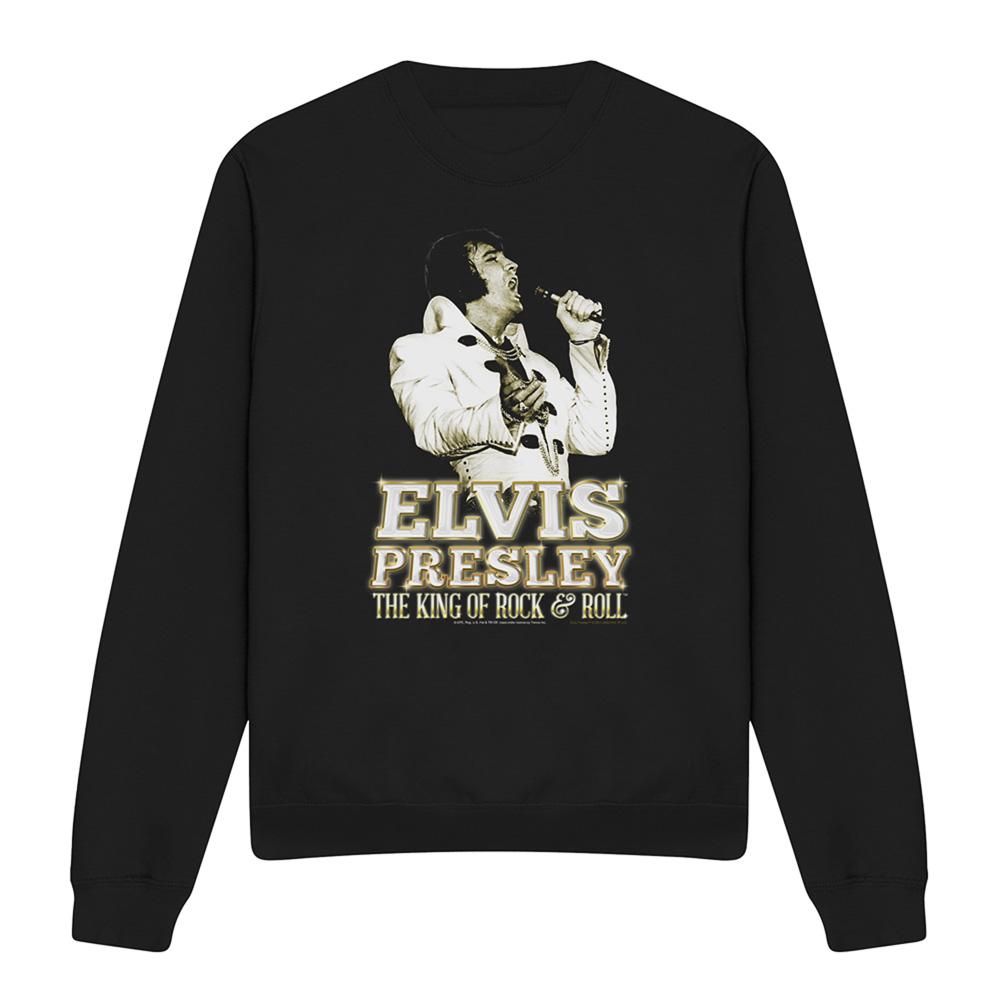 Black - Front - Elvis Presley Unisex Adult Golden Sweatshirt