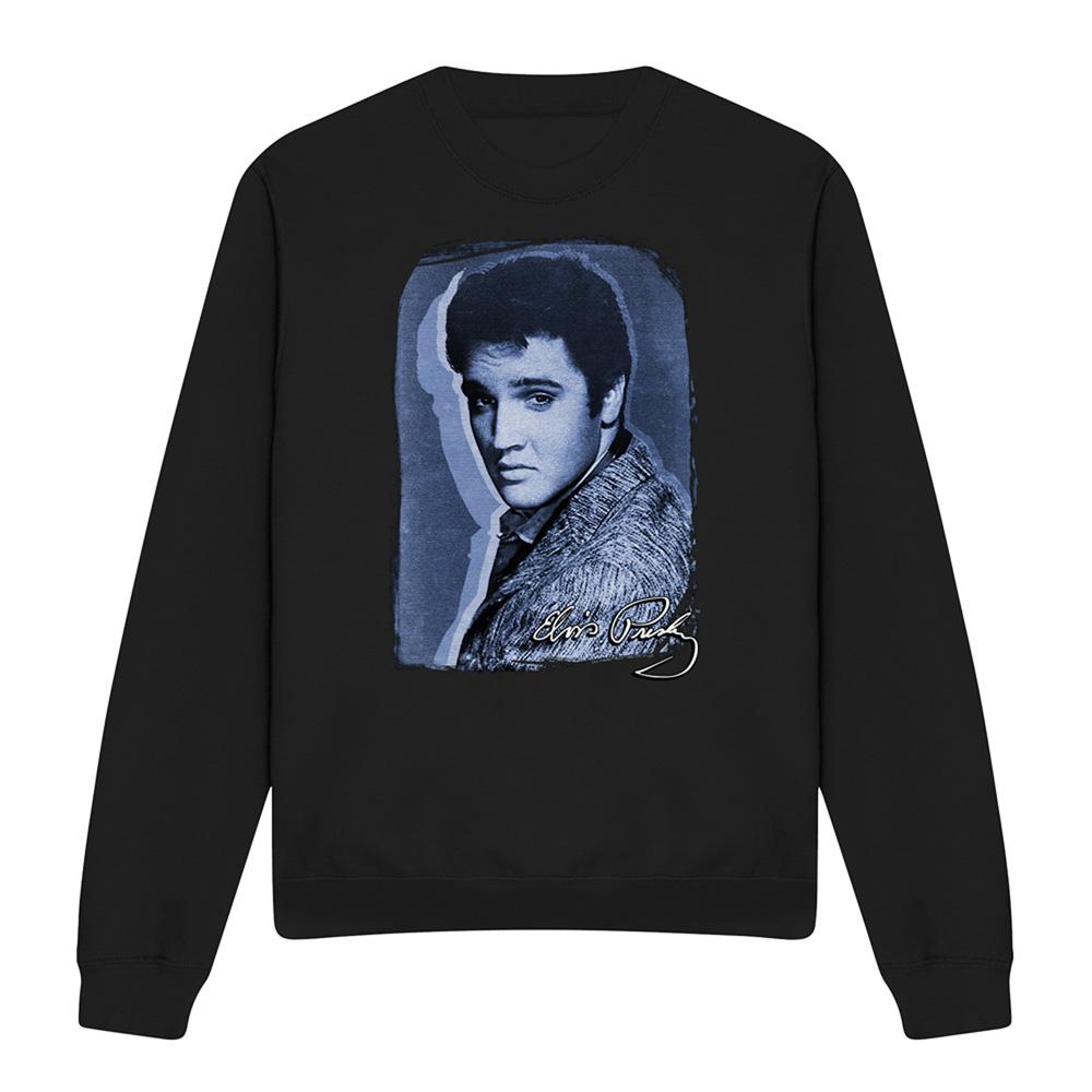 Black - Front - Elvis Presley Unisex Adult Overlay Sweatshirt
