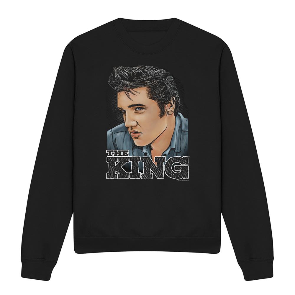Black - Front - Elvis Presley Unisex Adult Graphic King Sweatshirt