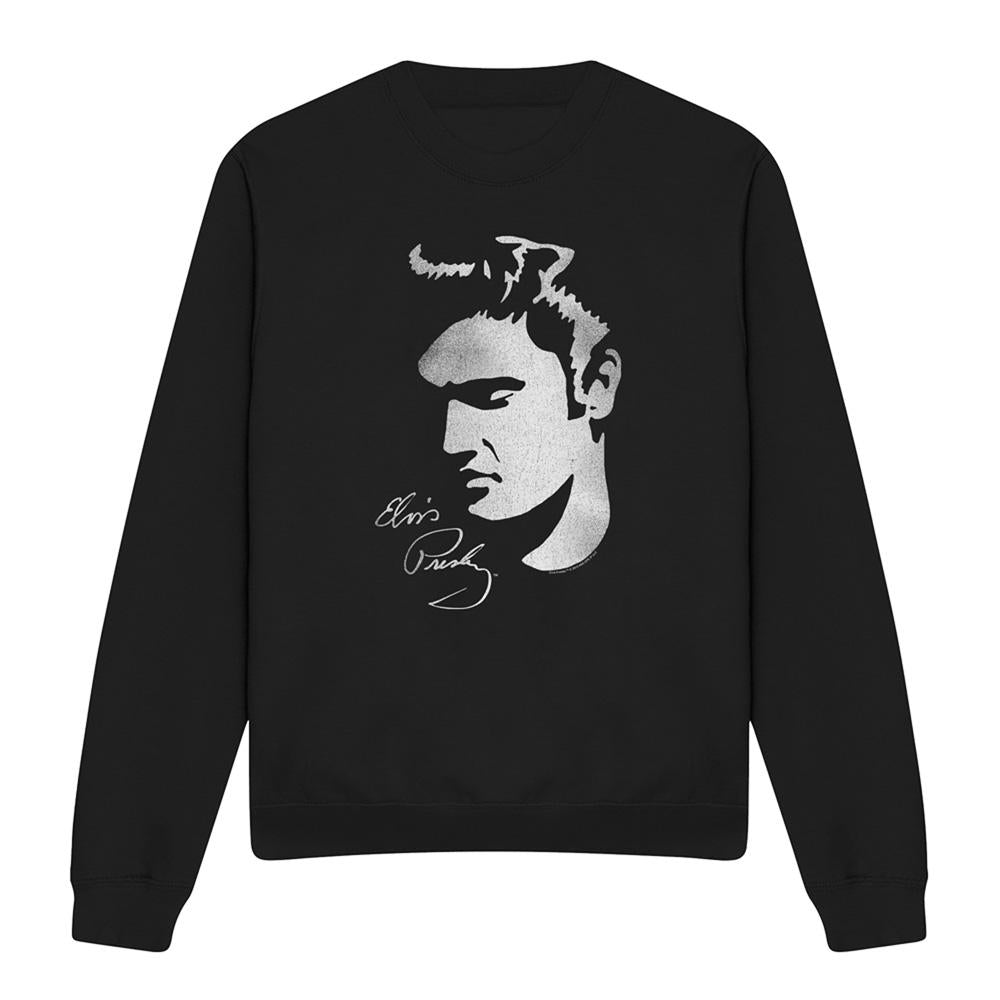 Black - Front - Elvis Presley Unisex Adult Simple Face Sweatshirt
