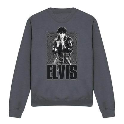 Charcoal - Front - Elvis Presley Unisex Adult Leather Sweatshirt