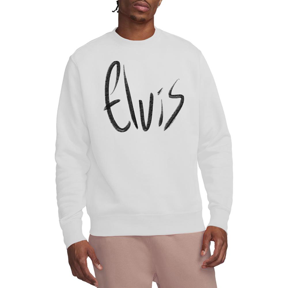 White - Back - Elvis Presley Unisex Adult Sketchy Name Sweatshirt
