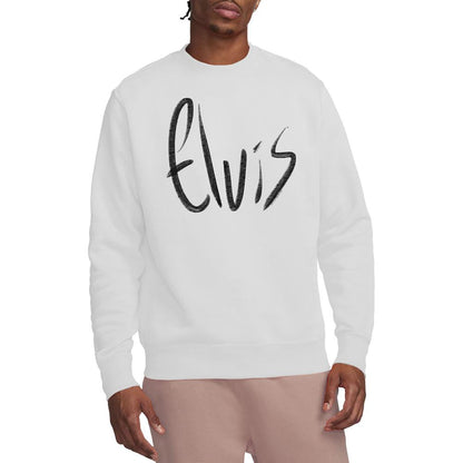 White - Back - Elvis Presley Unisex Adult Sketchy Name Sweatshirt