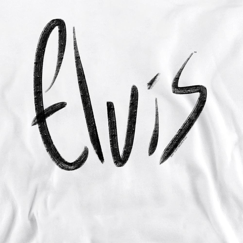 White - Side - Elvis Presley Unisex Adult Sketchy Name Sweatshirt