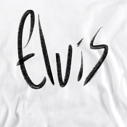 White - Side - Elvis Presley Unisex Adult Sketchy Name Sweatshirt