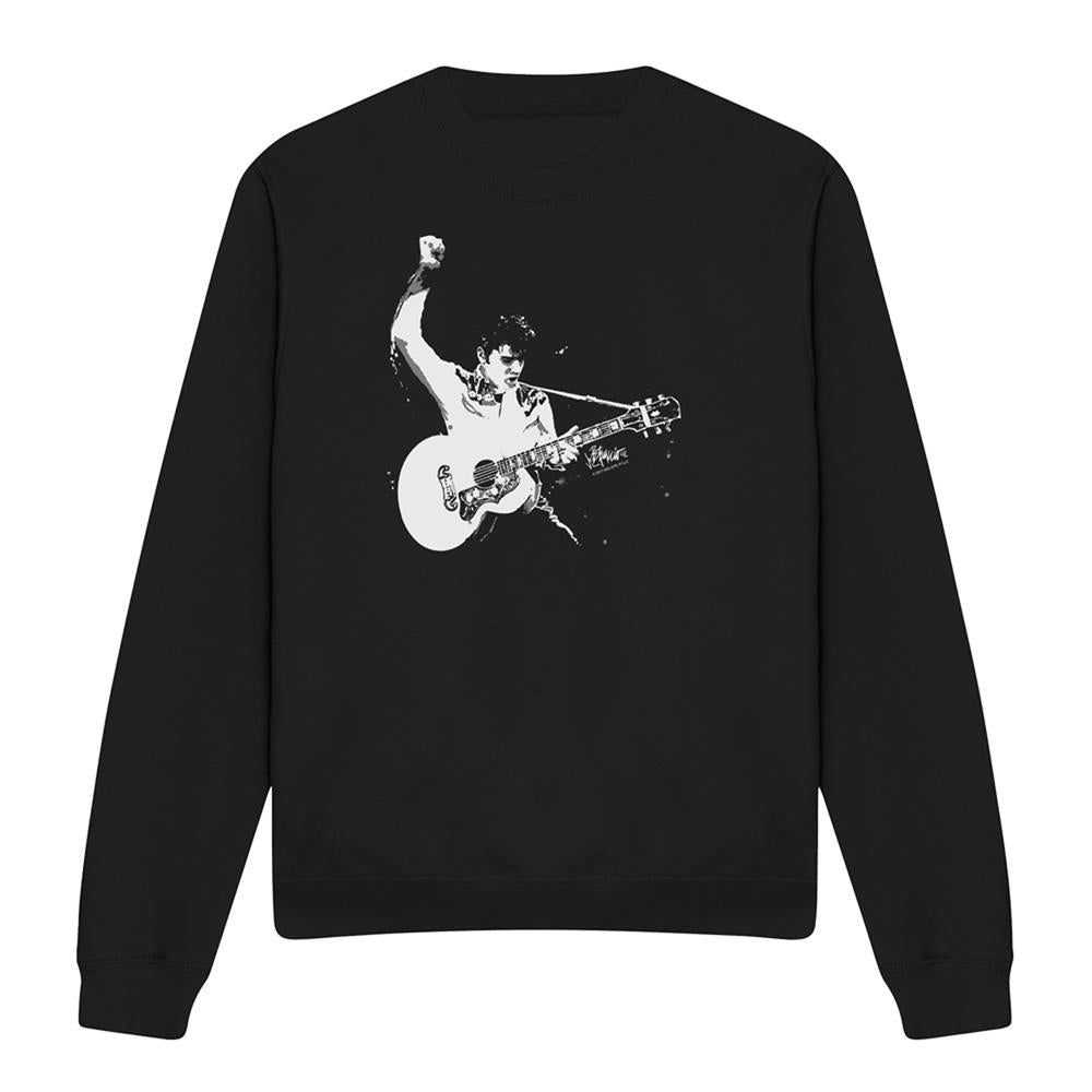 Black - Front - Elvis Presley Unisex Adult Guitarman Sweatshirt
