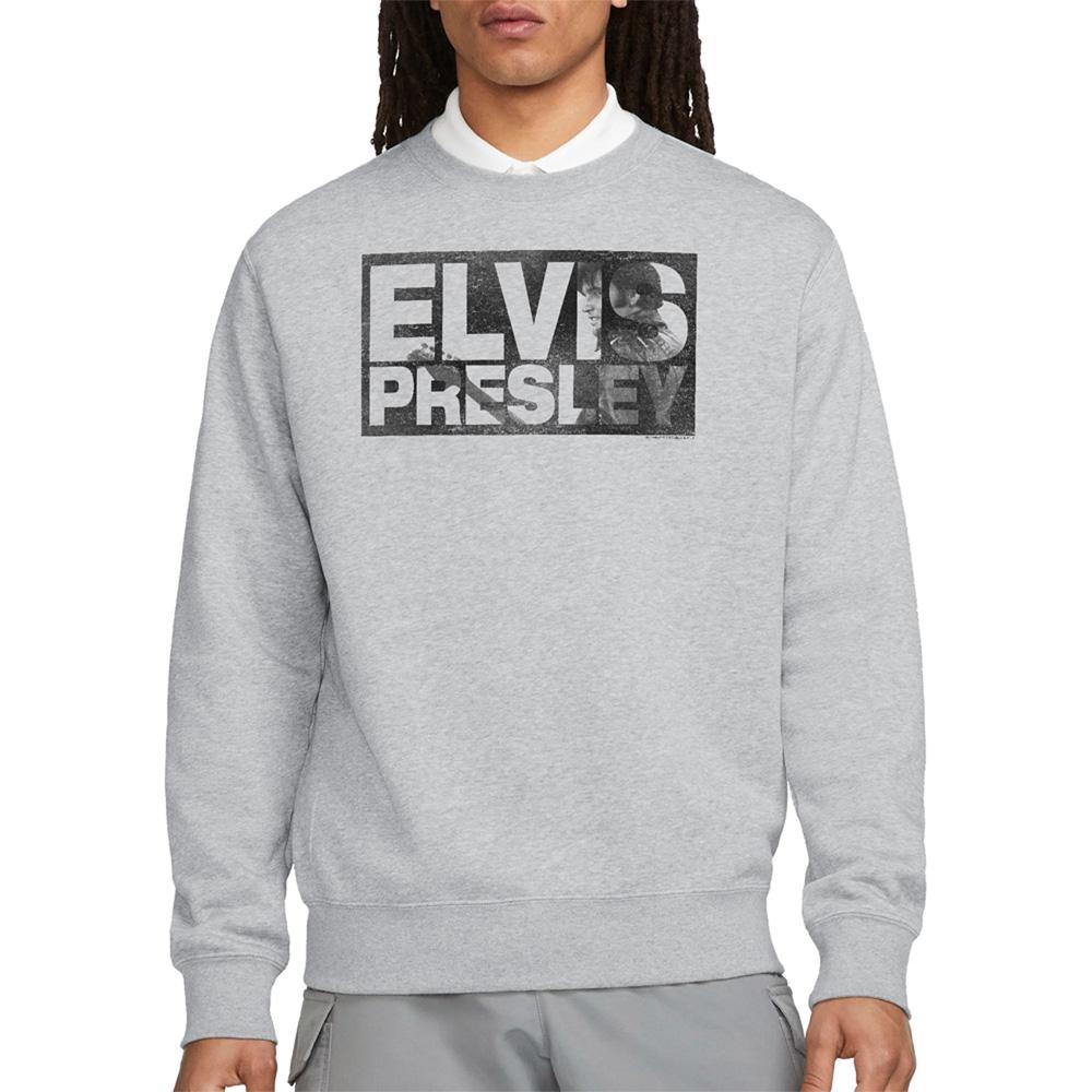 Athletic Heather - Back - Elvis Presley Unisex Adult Block Letters Sweatshirt