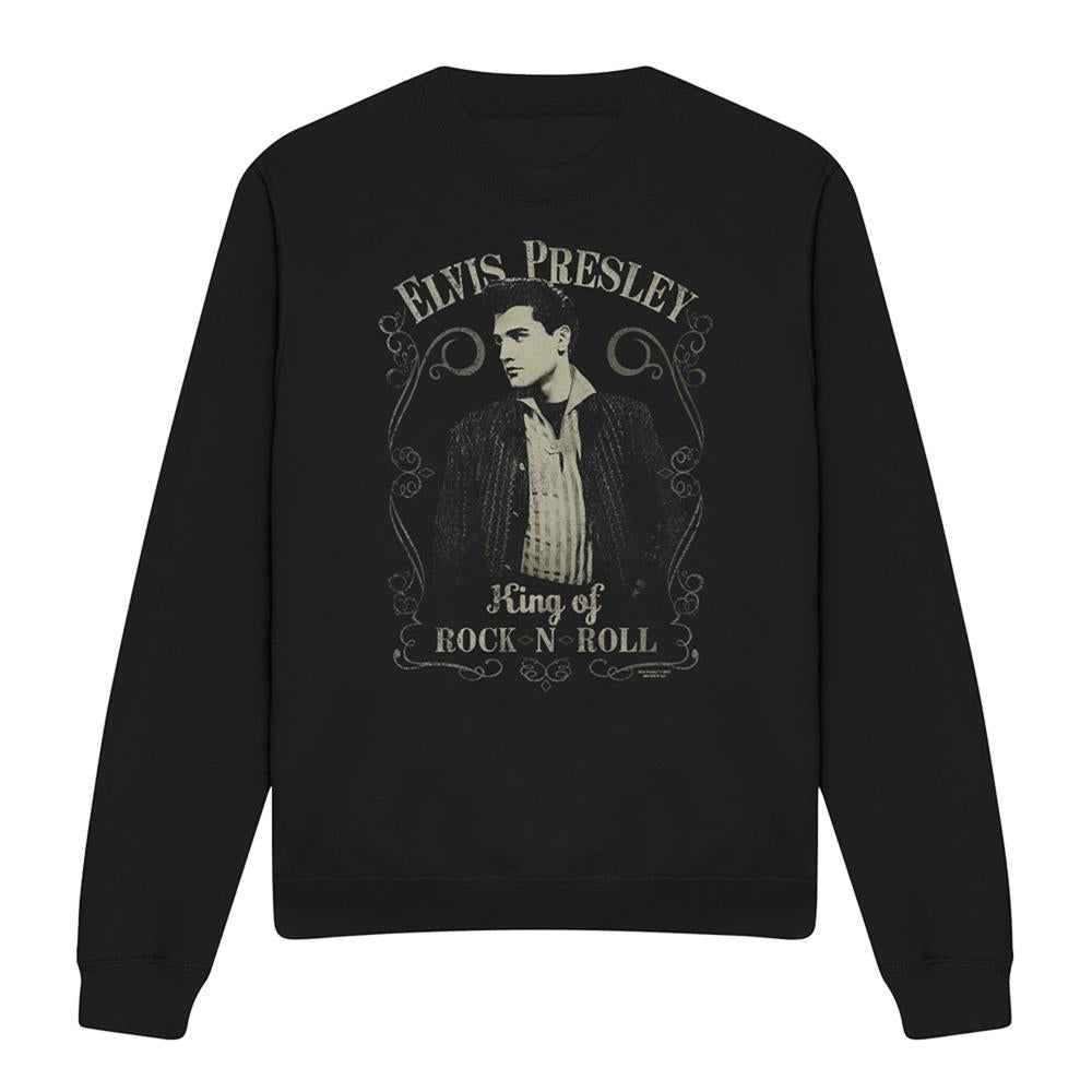Black - Front - Elvis Presley Unisex Adult Rock Legend Sweatshirt