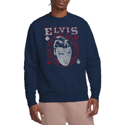Navy - Back - Elvis Presley Unisex Adult Hail The King Sweatshirt