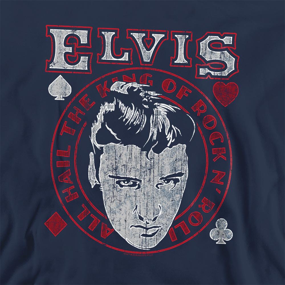 Navy - Side - Elvis Presley Unisex Adult Hail The King Sweatshirt