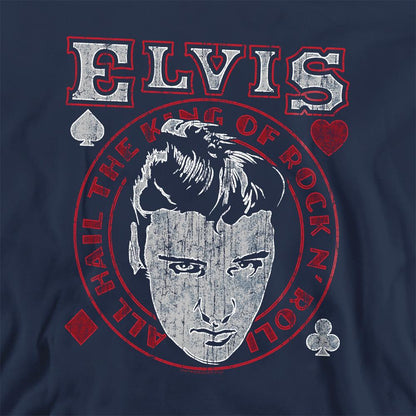 Navy - Side - Elvis Presley Unisex Adult Hail The King Sweatshirt