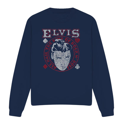 Navy - Front - Elvis Presley Unisex Adult Hail The King Sweatshirt
