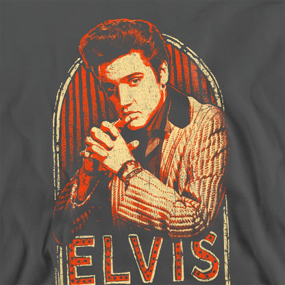 Charcoal - Side - Elvis Presley Unisex Adult Stripes Sweatshirt