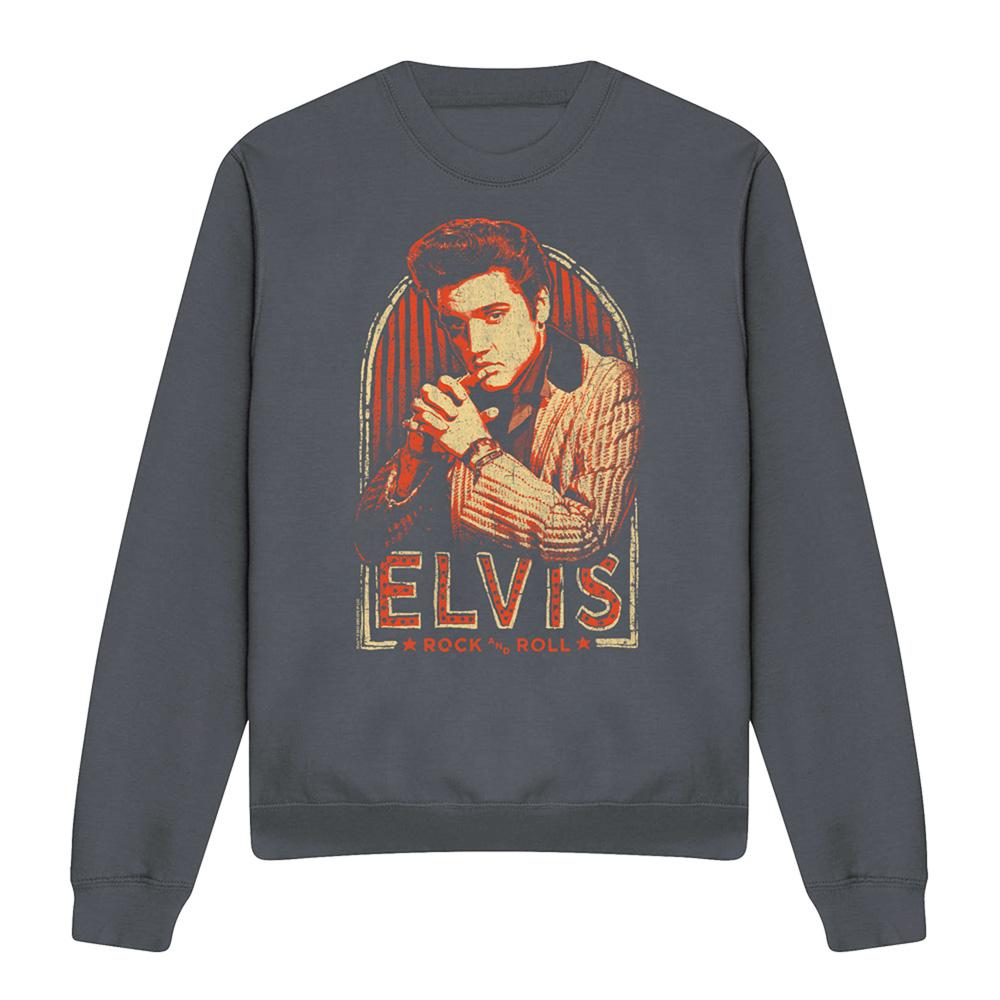 Charcoal - Front - Elvis Presley Unisex Adult Stripes Sweatshirt