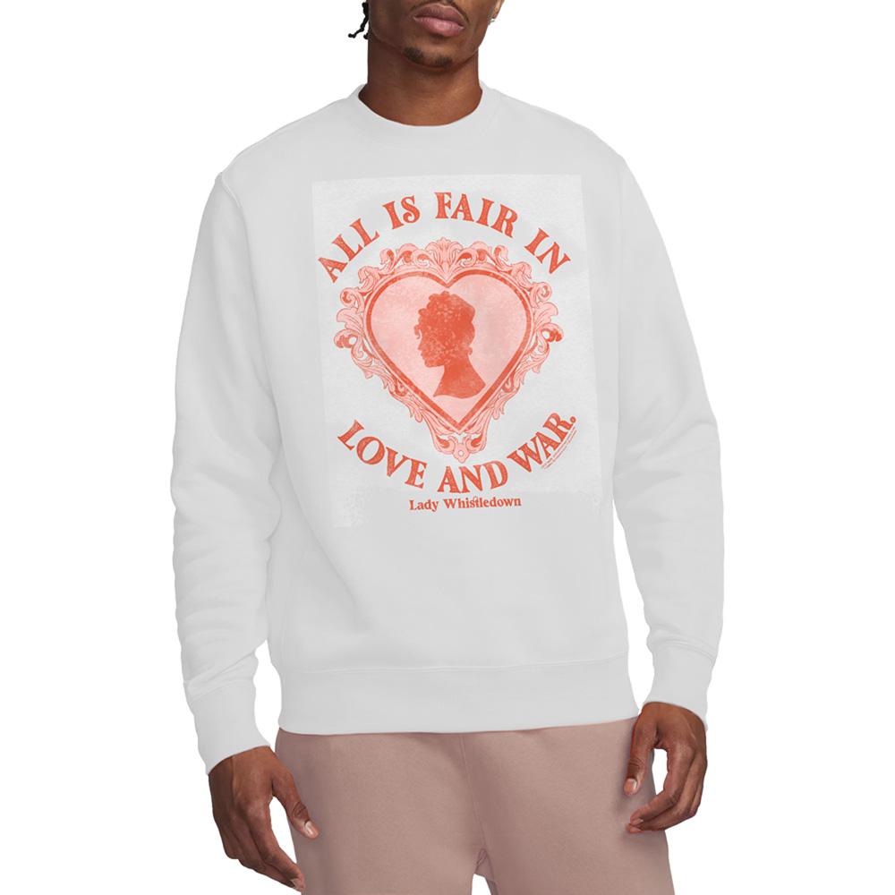White - Back - Bridgerton Unisex Adult Love And War Lady Whistledown Sweatshirt