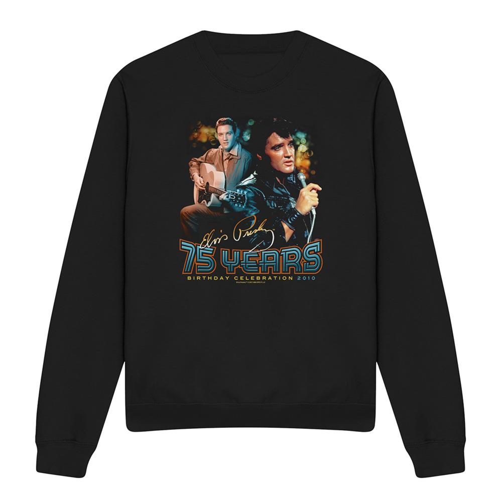 Black - Front - Elvis Presley Unisex Adult 75 Years Sweatshirt