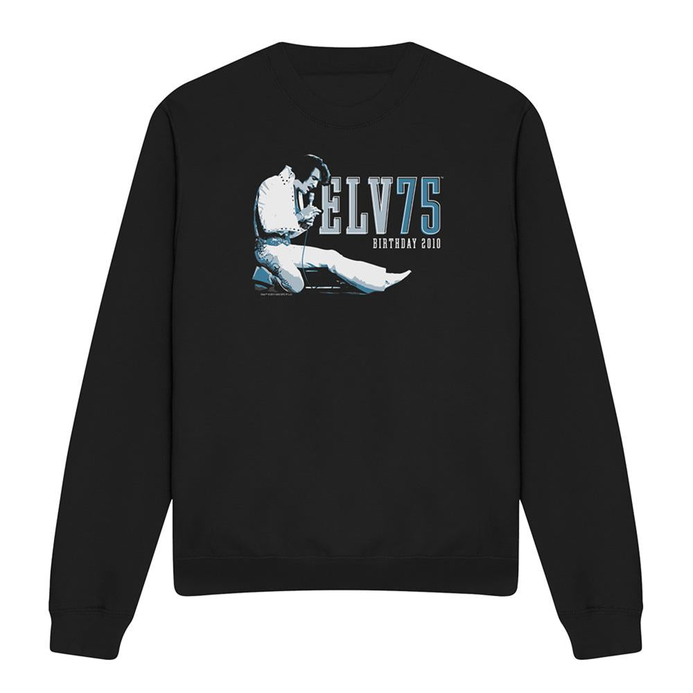 Black - Front - Elvis Presley Unisex Adult 75 Logo Sweatshirt