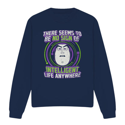 Navy - Front - Toy Story Unisex Adult No Sign Of Intelligent Life Buzz Lightyear Sweatshirt
