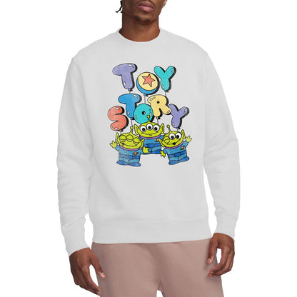White - Back - Toy Story Unisex Adult Aliens Balloons Sweatshirt