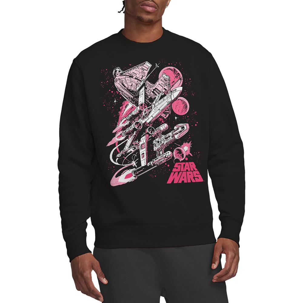 Black - Back - Star Wars Unisex Adult Pink Comic Retro Sweatshirt