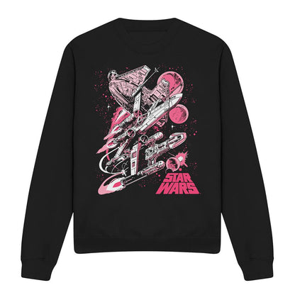 Black - Front - Star Wars Unisex Adult Pink Comic Retro Sweatshirt