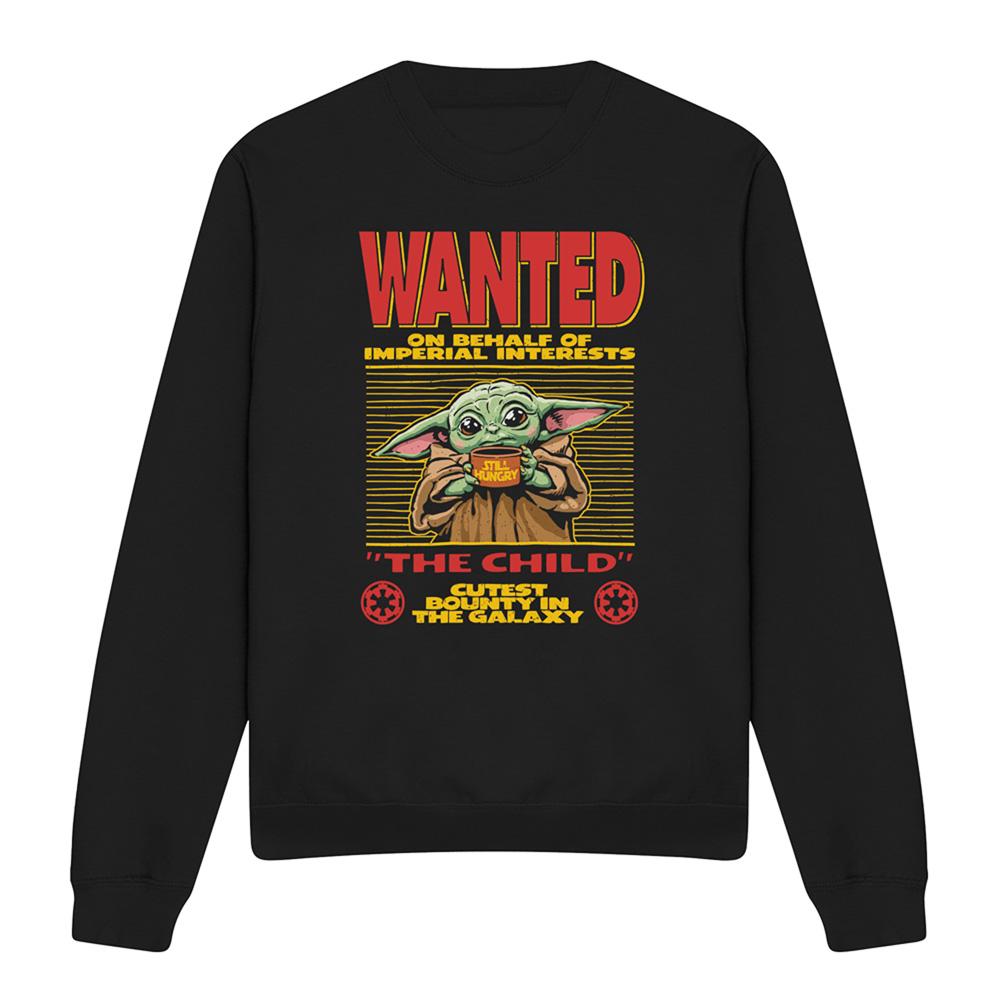 Black - Front - Star Wars The Mandalorian Unisex Adult Cutest Bounty Wanted Grogu Sweatshirt