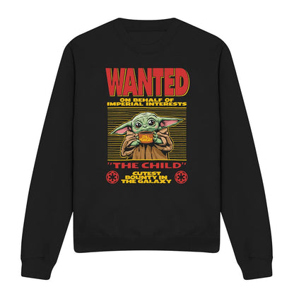 Black - Front - Star Wars The Mandalorian Unisex Adult Cutest Bounty Wanted Grogu Sweatshirt