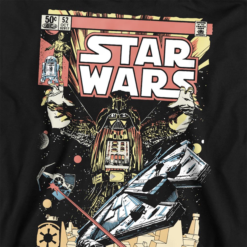 Black - Side - Star Wars Unisex Adult Falcon Darth Vader Retro Comic Sweatshirt