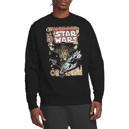 Black - Lifestyle - Star Wars Unisex Adult Falcon Darth Vader Retro Comic Sweatshirt