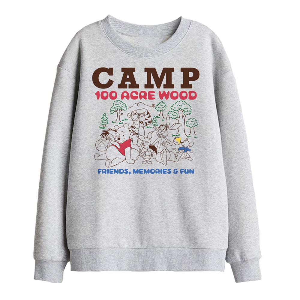 Athletic Heather - Front - Winnie the Pooh Childrens-Kids Camp 100 Acre Woods Sweatshirt