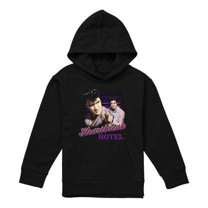 Black - Front - Elvis Presley Childrens-Kids Heartbreak Hotel Hoodie