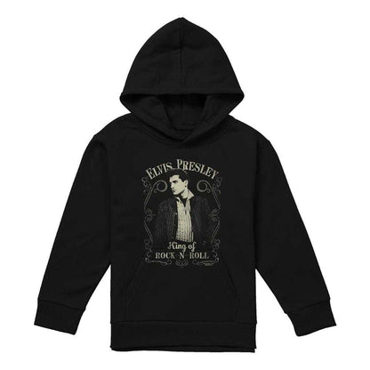 Black - Front - Elvis Presley Childrens-Kids Rock Legend Hoodie