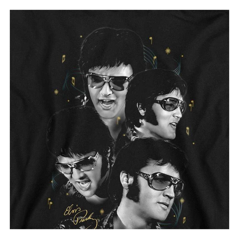 Black - Side - Elvis Presley Childrens-Kids Faces Hoodie