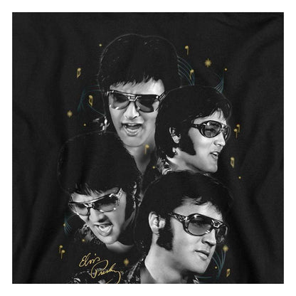 Black - Side - Elvis Presley Childrens-Kids Faces Hoodie