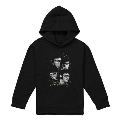 Black - Front - Elvis Presley Childrens-Kids Faces Hoodie