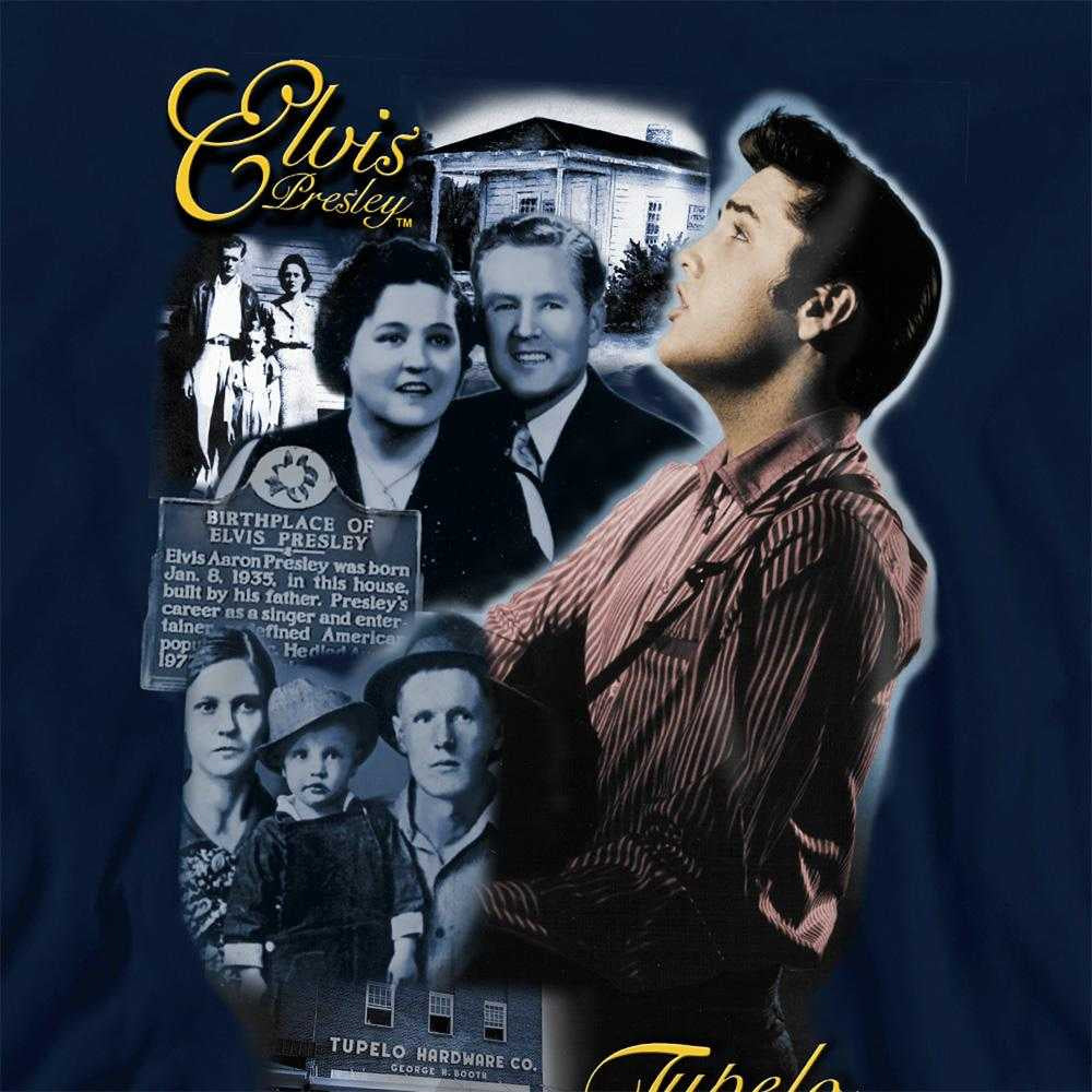 Navy - Side - Elvis Presley Childrens-Kids Tupelo Hoodie