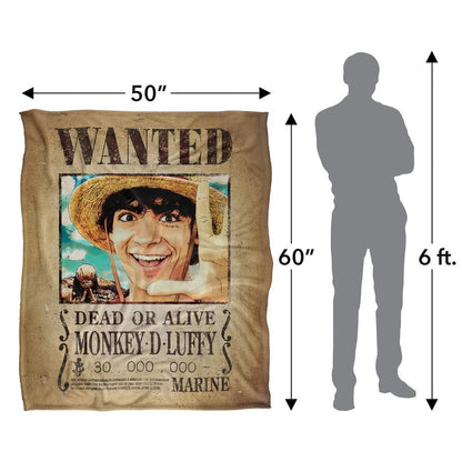 Multicoloured - Pack Shot - One Piece Live Action Soft Wanted Poster Monkey D. Luffy Blanket