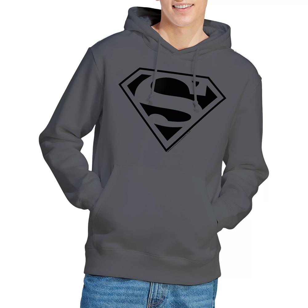 Charcoal - Back - Superman Mens Monochrome Hoodie