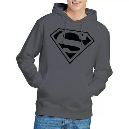 Charcoal - Back - Superman Mens Monochrome Hoodie