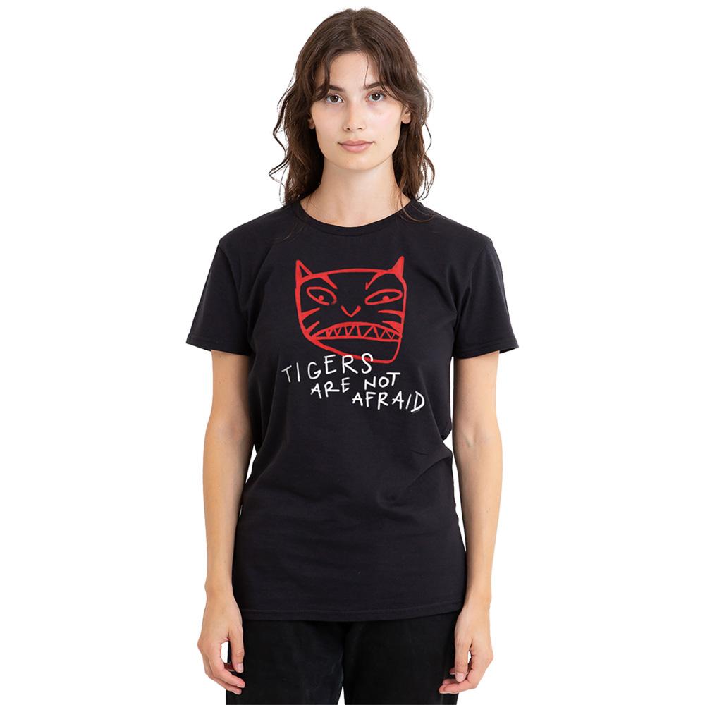 Black - Back - Tigers Are Not Afraid Womens-Ladies Tiger Head T-Shirt