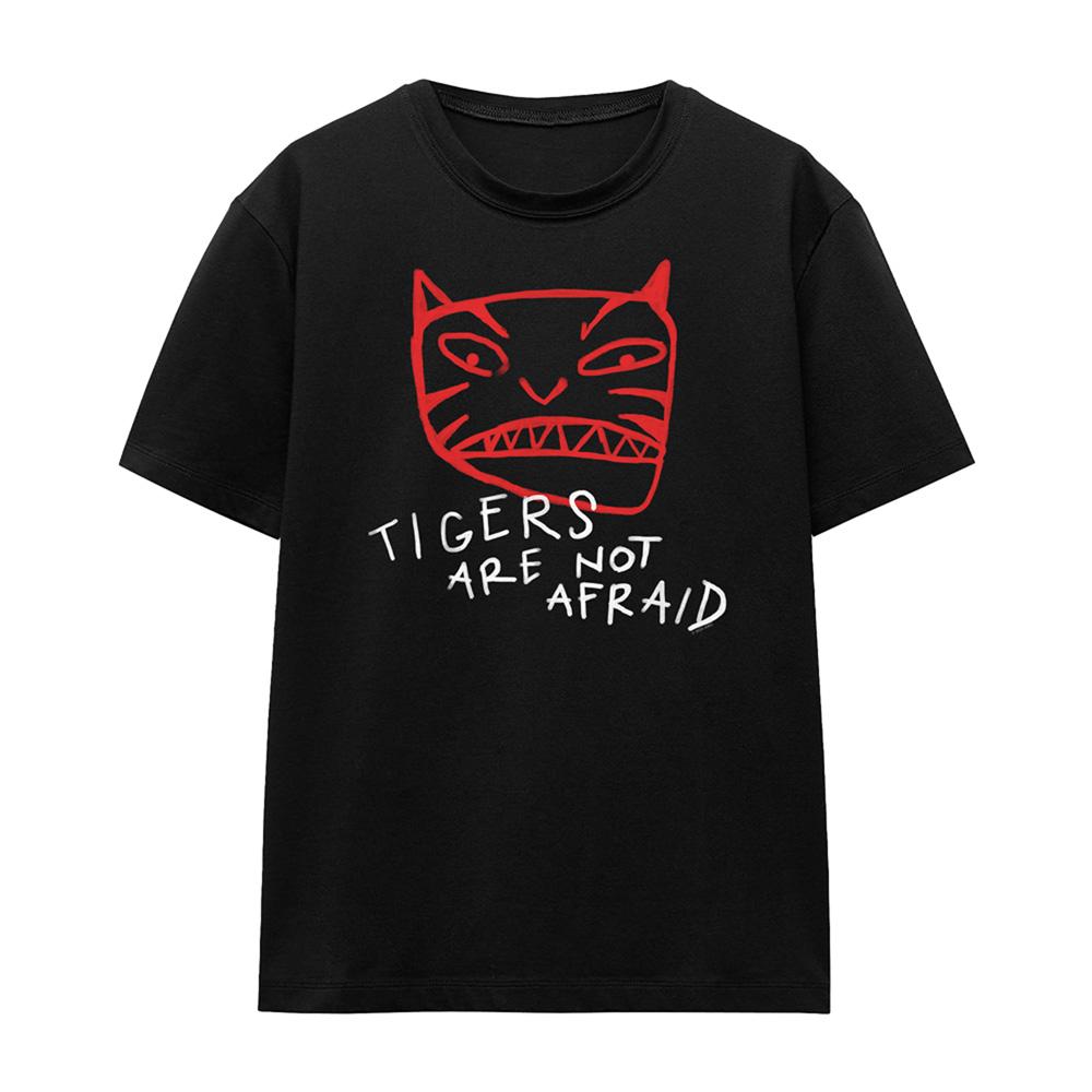 Black - Front - Tigers Are Not Afraid Womens-Ladies Tiger Head T-Shirt