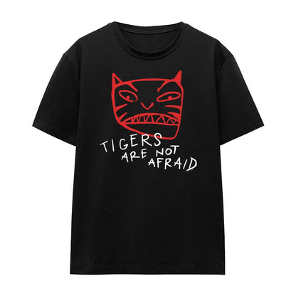 Black - Front - Tigers Are Not Afraid Womens-Ladies Tiger Head T-Shirt