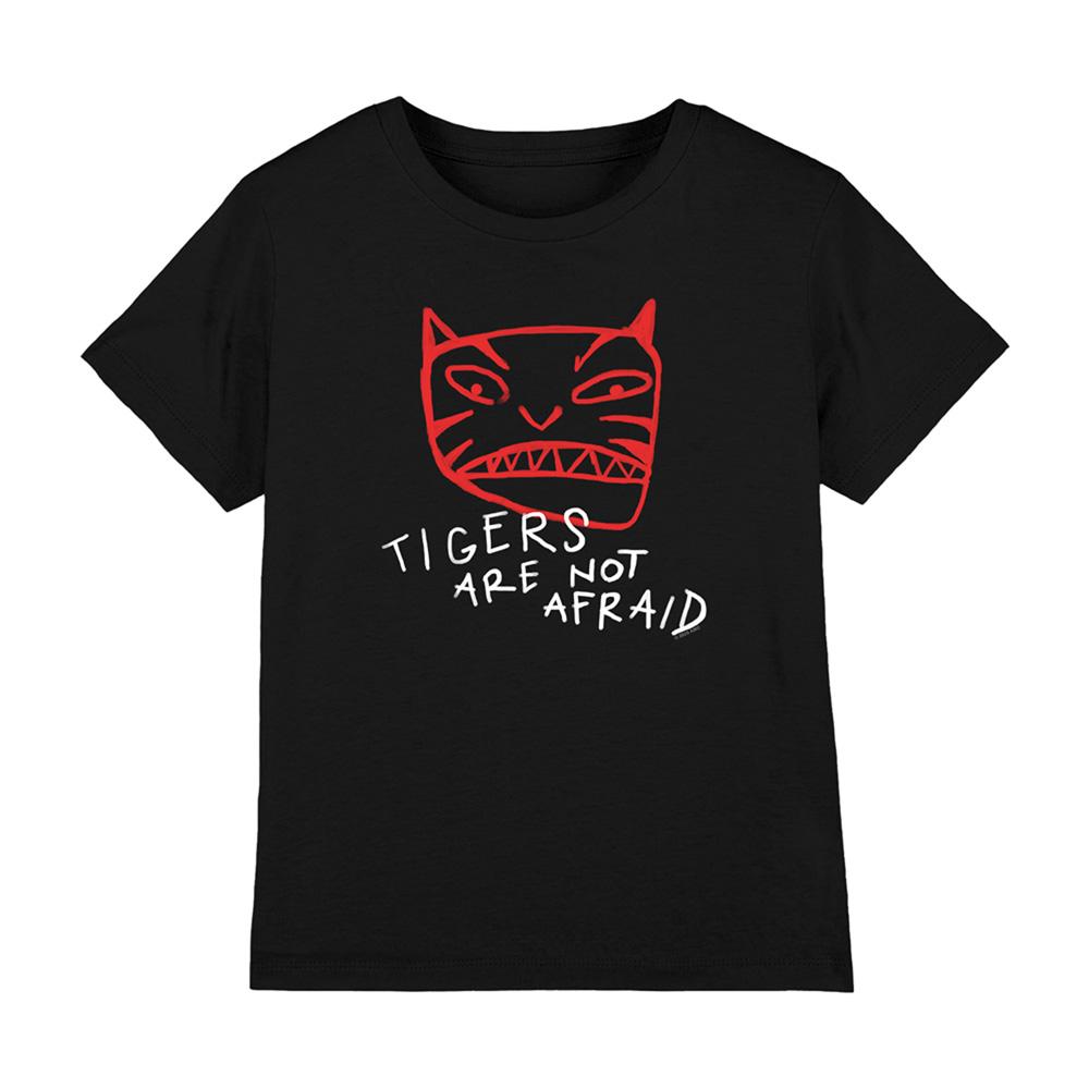 Black - Front - Tigers Are Not Afraid Childrens-Kids Tiger Head T-Shirt