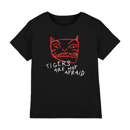 Black - Front - Tigers Are Not Afraid Childrens-Kids Tiger Head T-Shirt