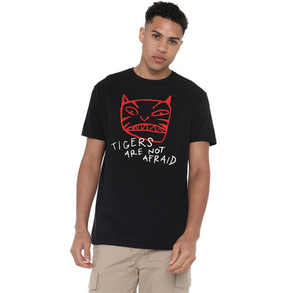 Black - Back - Tigers Are Not Afraid Unisex Adult Tiger Head T-Shirt