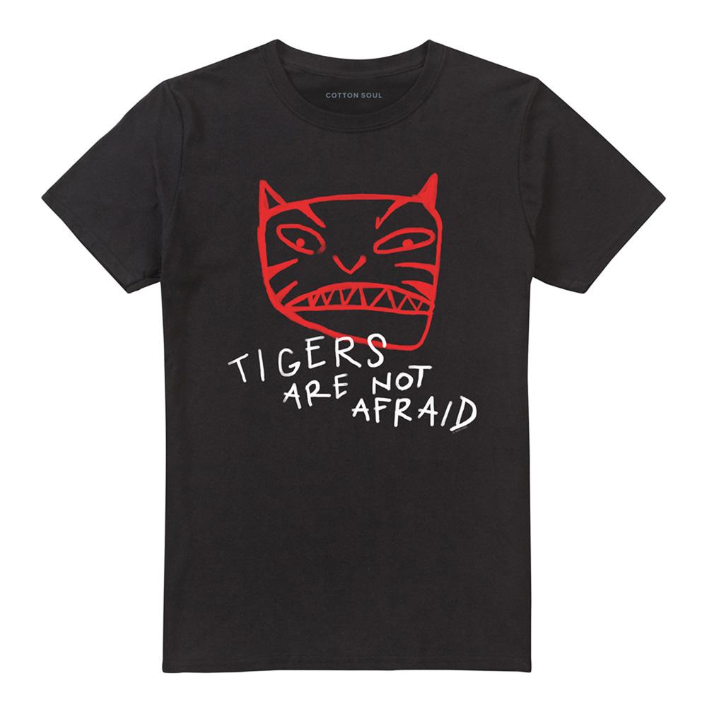 Black - Front - Tigers Are Not Afraid Unisex Adult Tiger Head T-Shirt