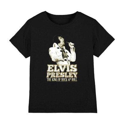 Black - Front - Elvis Presley Childrens-Kids Golden Logo T-Shirt