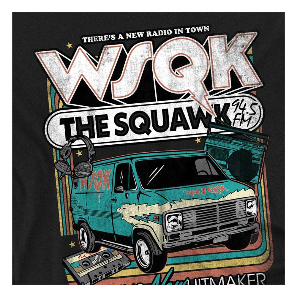 Black - Side - Stranger Things Unisex Adult WSQK The Squawk Retro T-Shirt